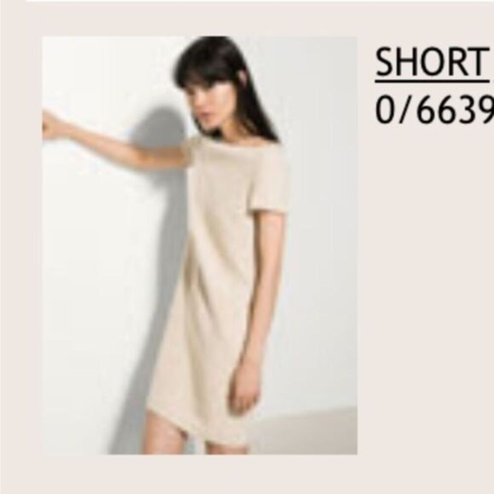 Massimo Dutti cotton shift tunic dress with pockets in nude
